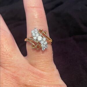 Gold and Silver Women's Ring with Sparkling Accents